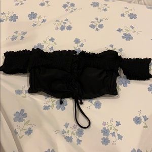 NEVER WORN Off the Shoulder Lace Up Bikini Top